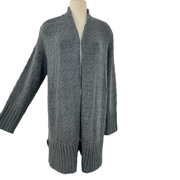 Barefoot Dreams Boucle Shadow Stripe Cardigan Sweater Dolphin Blue L/XL - Picture 1 of 10